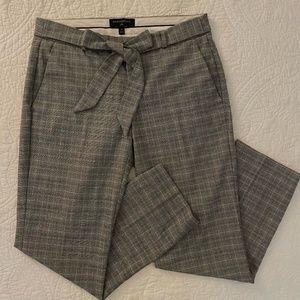 Plaid Dress Pants with Tie-Front
